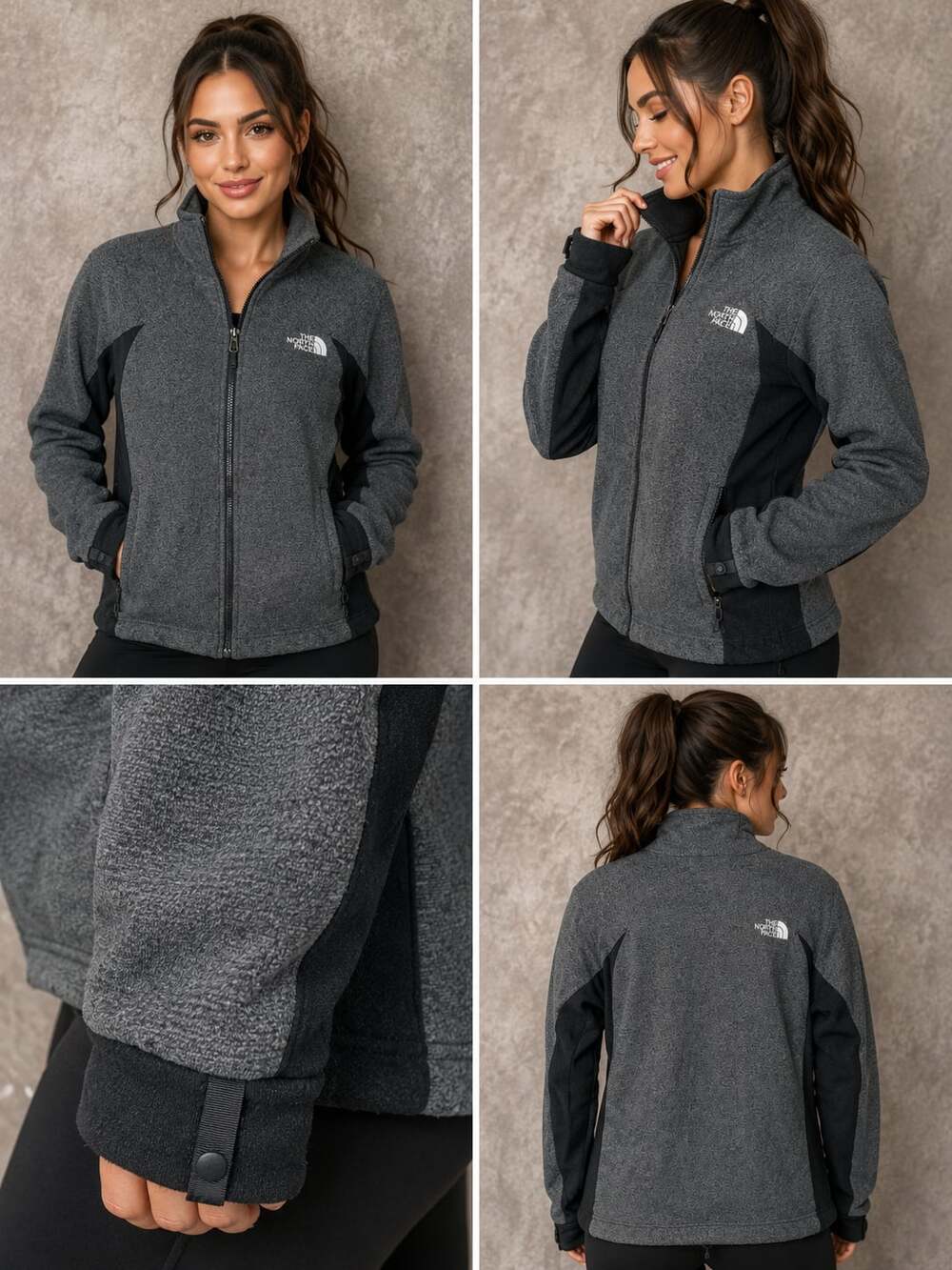 The North Face Women's Gray Black Full Zip Fleece Jacket